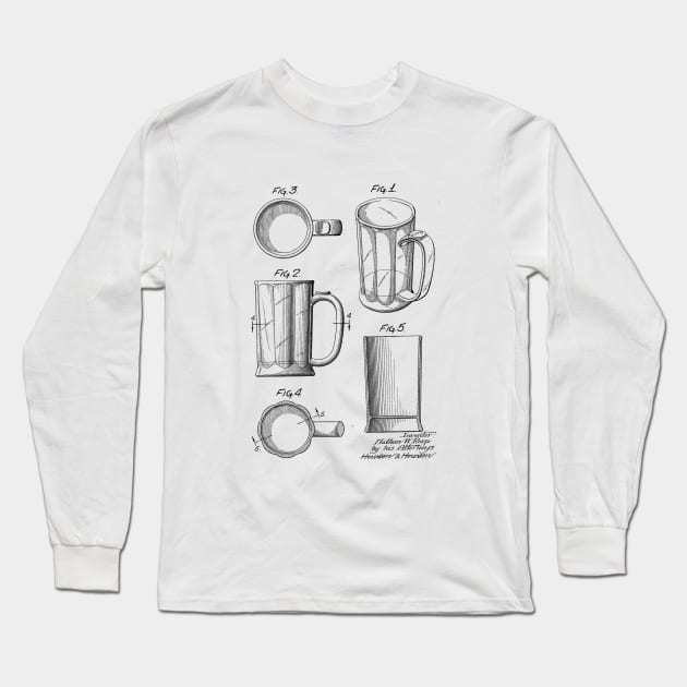 Beer Glass VINTAGE PATENT DRAWING Long Sleeve T-Shirt by skstring